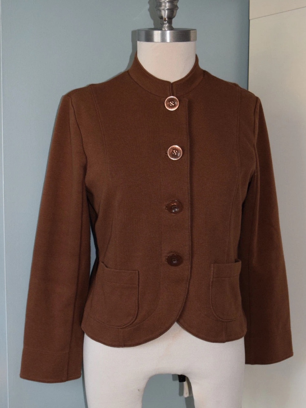 Coldwater Creek 2X Brown Knit Cotton Blend Pocket Jacket